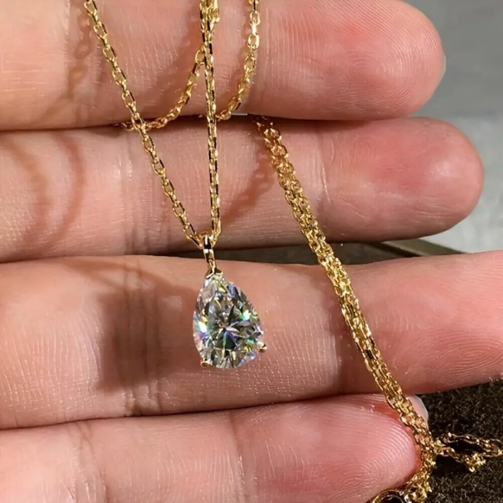 14K Gold Womens 1ct Solitaire Diamond Pendant Necklace 18" Ladies New Jewelry